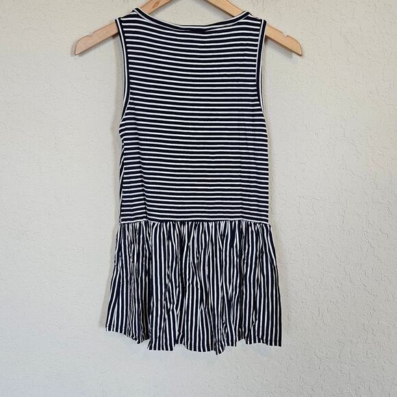 Modcloth In Every Direction Knit Tank Top Navy White Striped Women's Size XXS - Picture 3 of 9